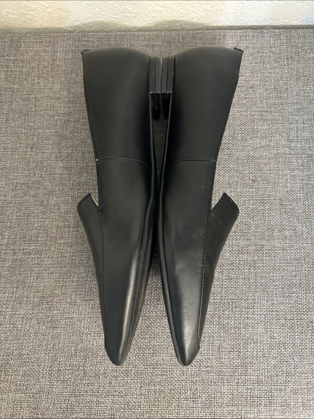 Nine West Black Pointed Leather Slip-On Flats - Picture 3 of 7
